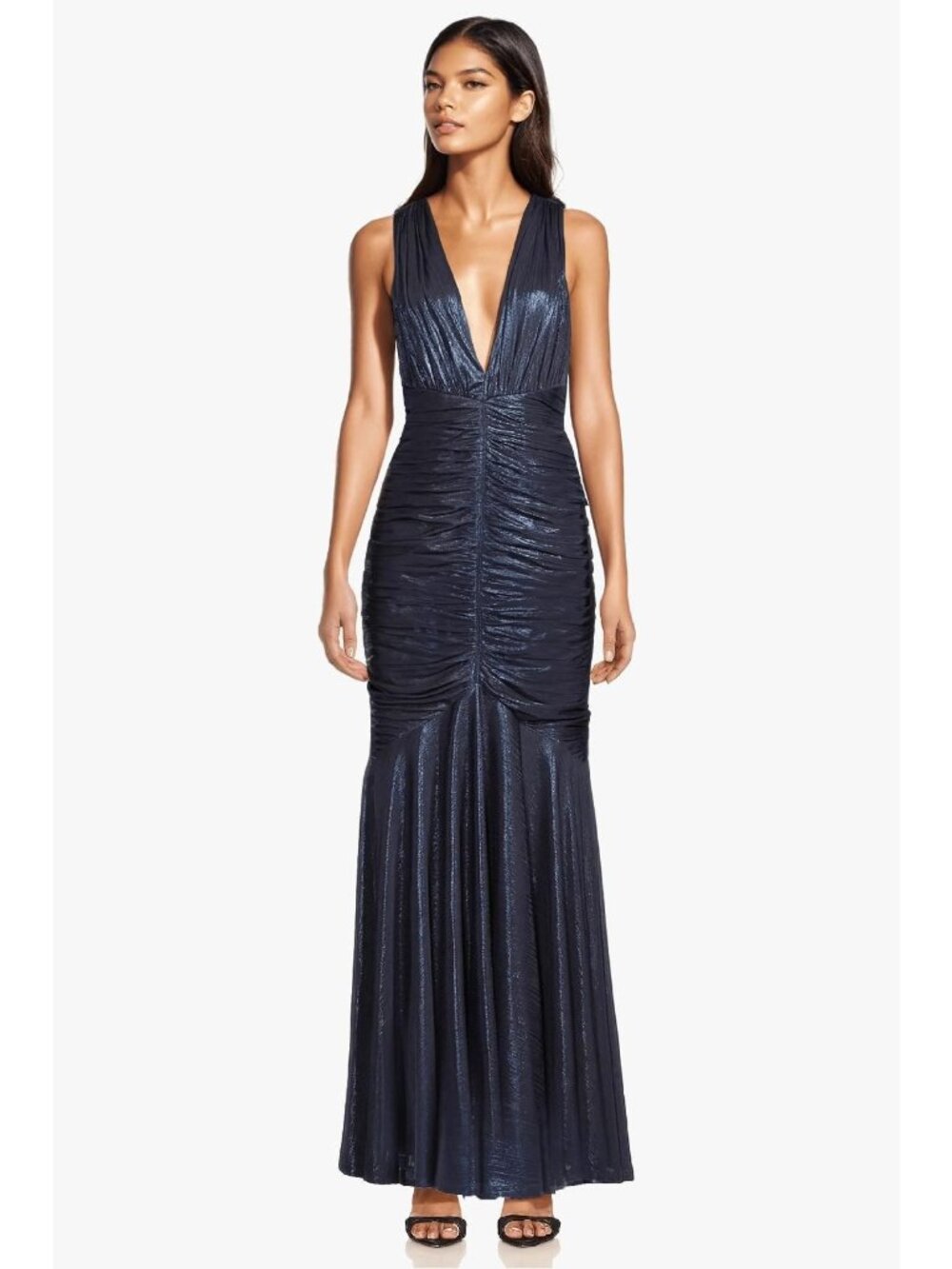 ONE33 Social Mermaid Silhouette Gown in Blue Metallic - Size 4, New with Tags - Picture 4 of 7